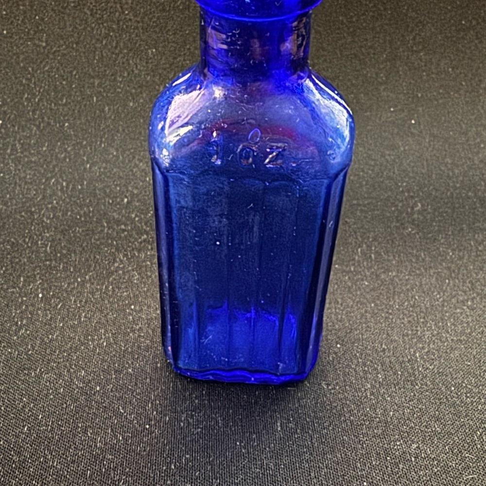 Vintage Cobalt Blue Glass Poison Bottle ~ 1 ounce Pre-1930’s